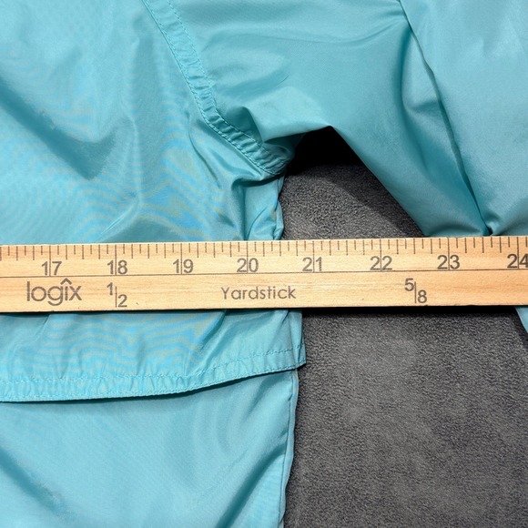 Vtg 80s Woolrich Woman Windbreaker Jacket M Surf Green Packable Lightweight Hood - Picture 5 of 8